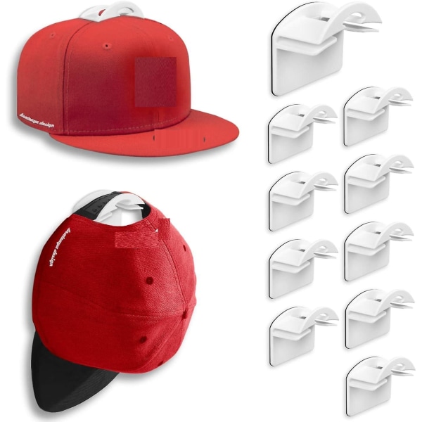 12 stk hatkroge til baseballkasketter, selvklæbende hattestativer, superstærk kuglehætteholder, ingen borehatteorganisator til vægdisplay