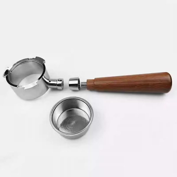 DeLonghi kaffemaskin i rustfritt stål/legering bunnløs EC310 330 680 685 massivt trehåndtak 51mm universal