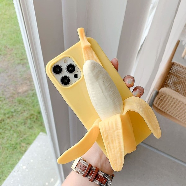Luova hauska uutuus Muodikas puristettava 3d keltainen banaanilelu koristeellinen phone case miehille, naisille