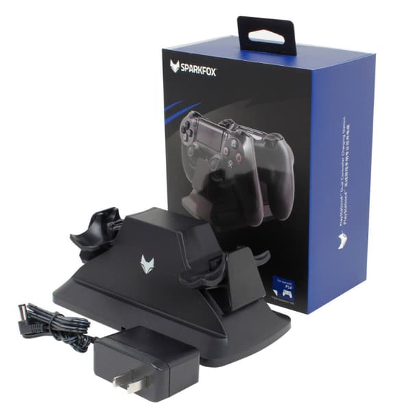 Sparkfox PS4 trådløs spillkontroll dobbel ladestasjon PS4 SLIM PRO kontrolltilbehør