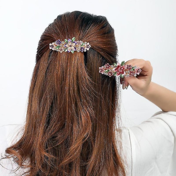 4 farverige vintage dekorative blomsterdesign metal guld tone franske hårspænder hårspænder tilbehør kvinder pige