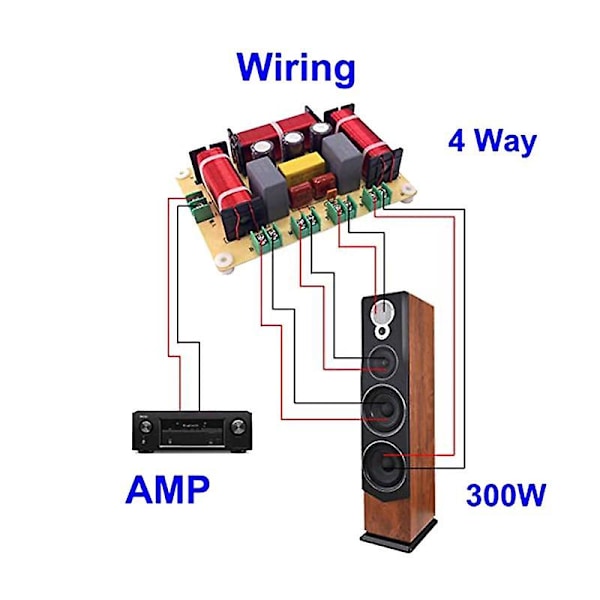 1 stk. 4-vejs 300W højttalerfrekvensdeler Hjemmebiograf HiFi Stereo 4-enheds kredsløb Stereo Audio Cross