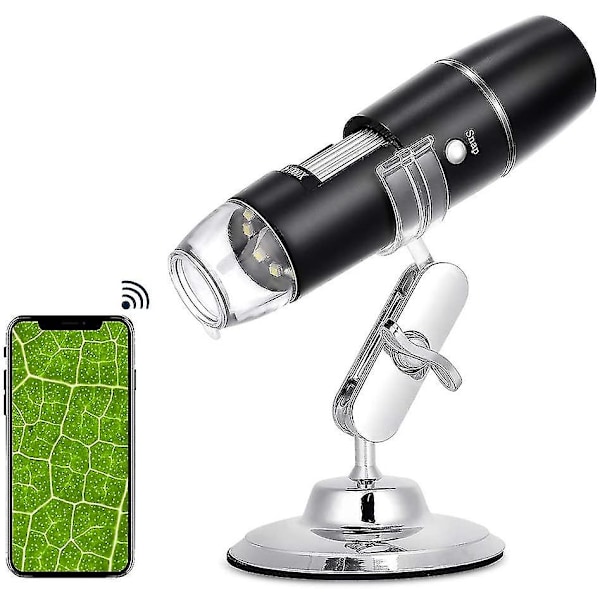 Digitalt mikroskop 50x till 1000x, Usb Wifi-mikroskop Trådlös digital mini handhållen endoskop inspektionskamera med 8 justerbara LED-lampor, Kompatib