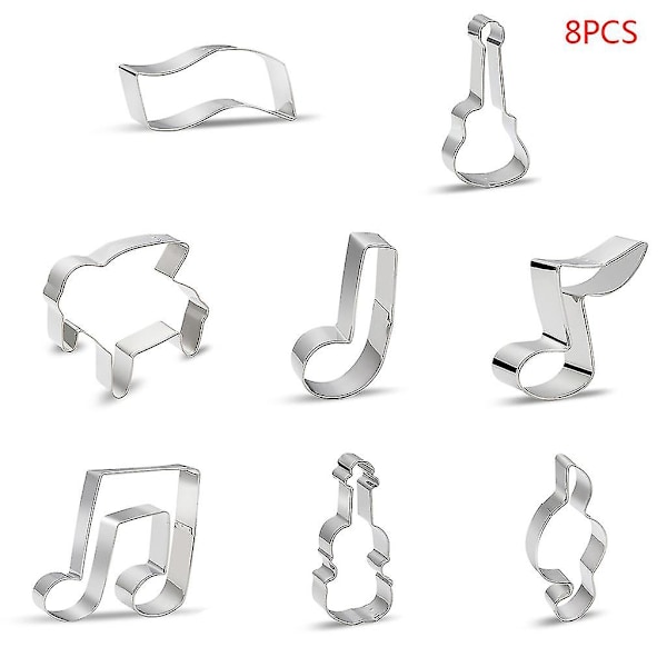 8 Styles Rustfrit Stål Cookie Cutter Form Musik Noter Biscuit Form Fondant-mxbc