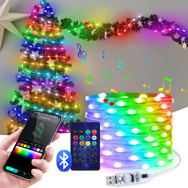 LED-ljusband i läder med 5V RGB-färger, smart USB Bluetooth-anslutning, vattentätt, för utomhusbruk, stämningsbelysning