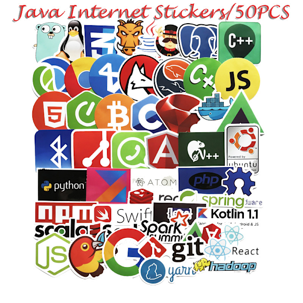 Programmer klistermærker programmeringssprog software logo computer notebook personlige klistermærker bagage klistermærke