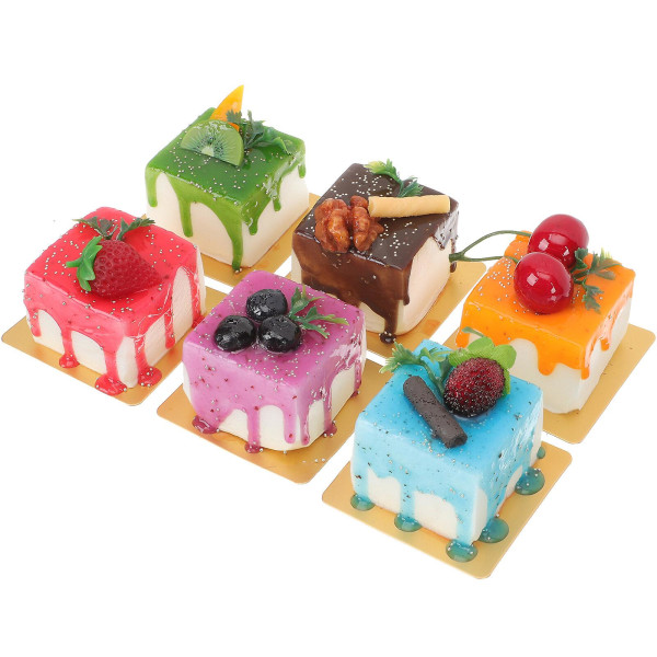 6st konstgjorda tårtmodeller Falska molds Simulerade dessertrekvisita Magnetiska tårtkylskåpsmagneter