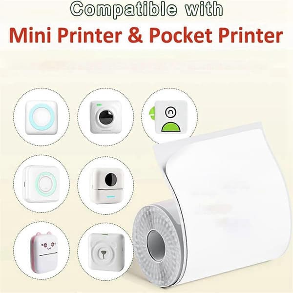 Mini Printerpapir til Blækfri Bærbar Bluetooth Printer Termisk Lommeprinter, 57mm x 30mm, 6 Ruller