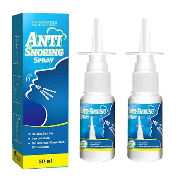 2 st 30 ml Anti Snoring Spray - Lättnad och botemedel mot snarkning - Nässpray för bättre sömnkvalitet, nästäppa och andning