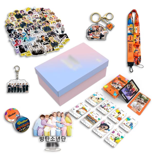 BTS Permission to Dance Periferi Support Presentpaket Stativ Nyckelring Dekal Presentask