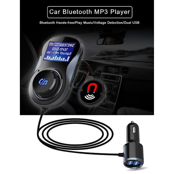 BC30B Auton Bluetooth 4.1 FM-lähetinvastaanotin Auton radio MP3-soitin kahdella USB-latausportilla 1.4