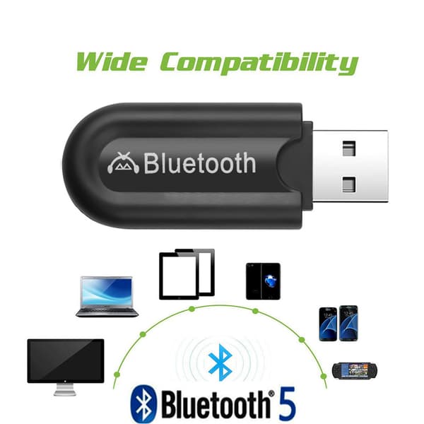3,5 mm Bluetooth-adapter 5.0 Musikk Trådløs Mottaker USB Lyd Bil Bluetooth Sender