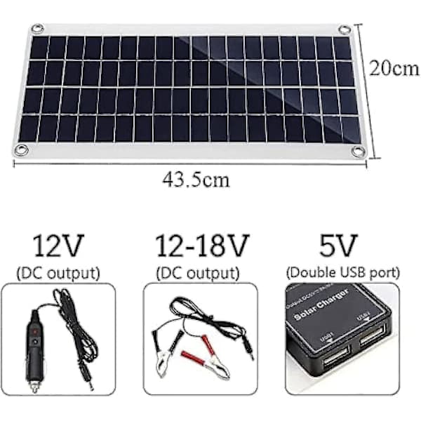 300W 12V Solpanel Kit Batterioplader, 300W 12V Off-Grid System med 10A-60A Controller - 11
