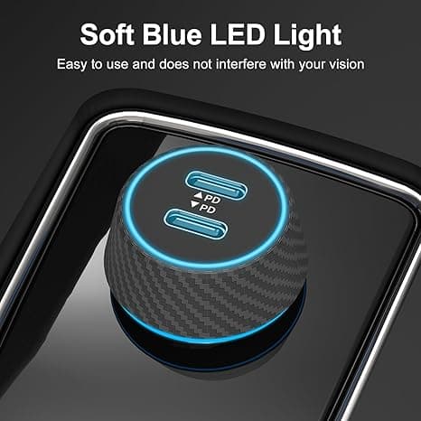 48W billader med doble porter PD30W USB-C QC3.0 USB-A hurtiglading karbonfiber billader for iPhone Huawei Android-enheter 1