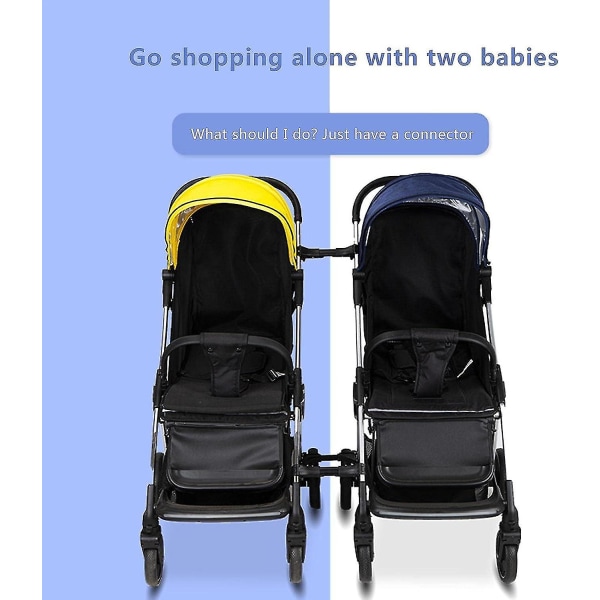 3 pakke barnevognkoblinger for tvillingvogn, justerbar bilvogntilbehør Babyvognkobling