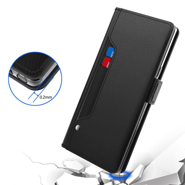 Läder Flip Cover för Oppo Find X6 anti-scratch med spegel Korthållare Stativ Phone case