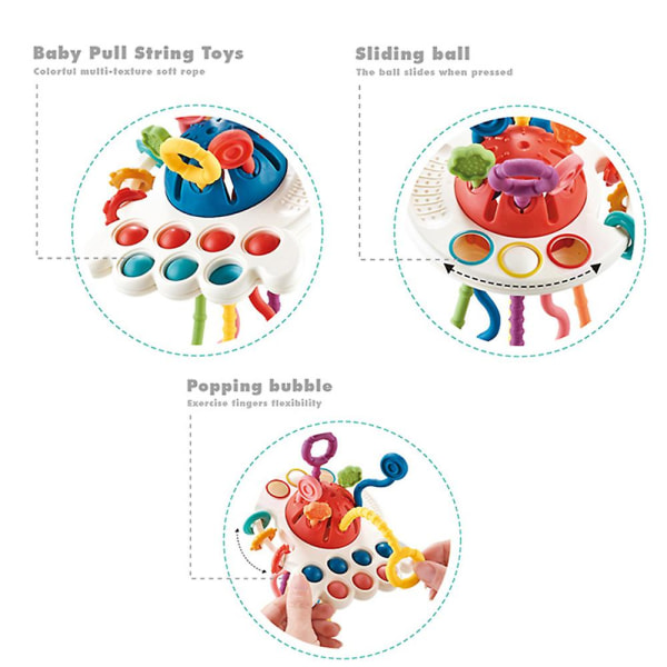 Baby Småbørn blæksprutte Trækstreng Aktivitet Sanselegetøj Silikone børnelegetøj