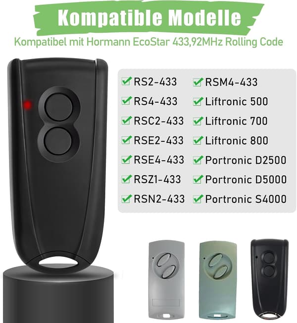 1 stk. til EcoStar håndsender RSC2-433, RSE2-433, RSZ1-433, RS2-433