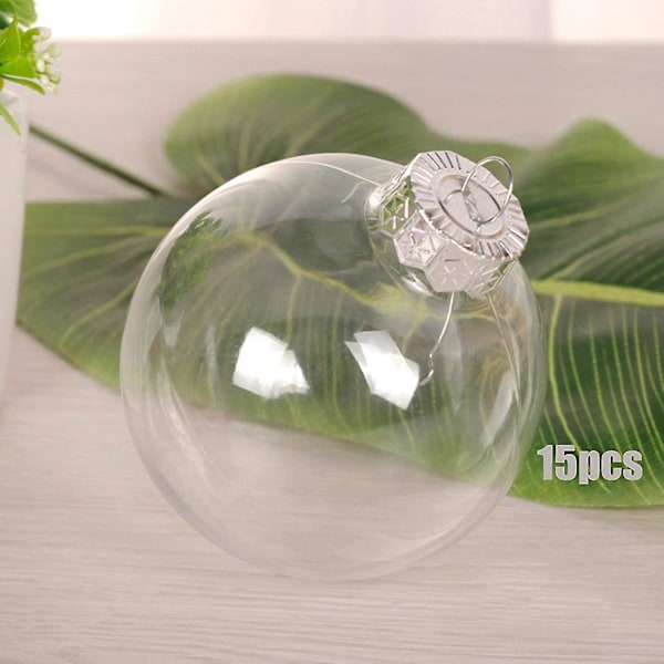 15 Pcs Plastic Christmas Balls Clear Round Clear Christmas Tree Balls Balls Diy Transparent Balls Hanging Ornaments For Christmas Wedding Party Decor