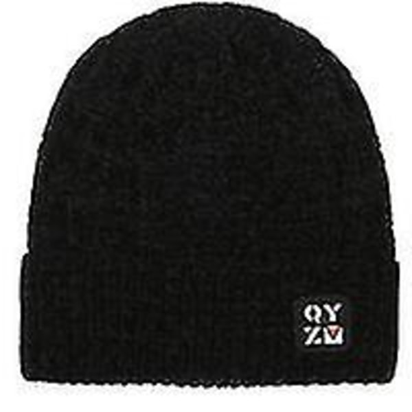 Men's Thick Knit Beanie Hat With Fleece Lining, Winter Thermal Ski Hat, Black-mxbc