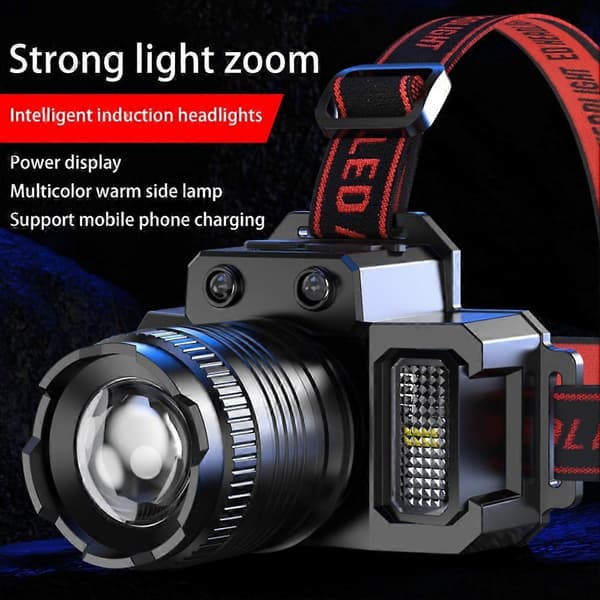 Supersterk LED Hodelykt USB Oppladbar Vanntett Lampe
