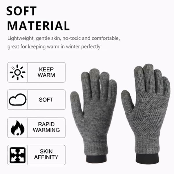 Vinterhandsker til kvinder Touchscreen dobbelt cashmere elastisk varmt strikfor koldt vejr varme handsker