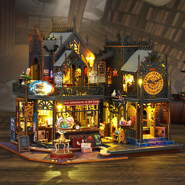 1-pack DIY Holo Magic City Handmonterad Villa Castle House Modell Ornament Present Handgjord Modell Kreativt Skrivbord
