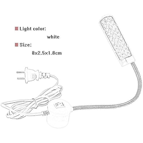 Symaskinelampe LED magnetisk monteringsbase svanehalsarm 30 LED'er