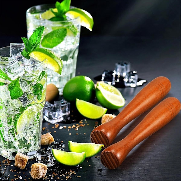 3-pack Trämuddlare för Cocktails, Cocktailmuddlare 19,5 cm Lång Mojito Muddlare Bar Trä Is Cr