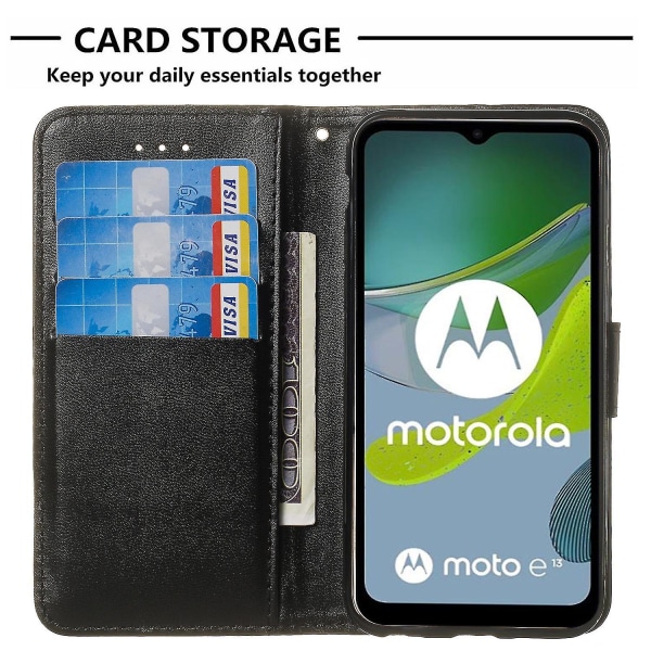 B40 För Motorola Moto E13 4g Plånbok Smartphone Case Stativ Cover Pu Läder+tpu Telefonskal