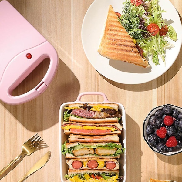 Bærbar elektrisk dobbelt vafler sandwichmaskine Non Stick Toast morgenmadsmaskine