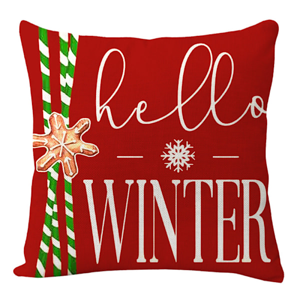 New festive linen pillowcase Christmas print 2-piece sofa pillowcase, living room cushion cover, 45x45cm (sing