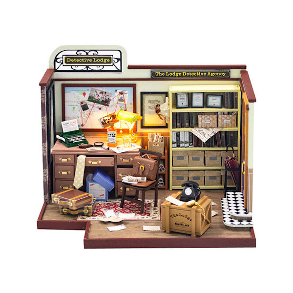 Mini Magic Detective Agency Scene DIY Hut Building Model House Creative Handmade 3D Puzzle Model Stereo Puzzle