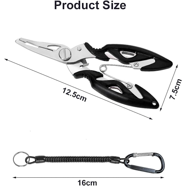 Fiskeplierssett, fiskepliers, fiskeredskaper kroker, fiskesnøre kuttere, fiskesaks, rustfritt stål wire fjerning fiskepliers