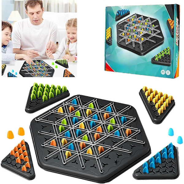 Kedje-triangel schackspel, Triggle gummibands-spel, 2-4 spelare för familjefester