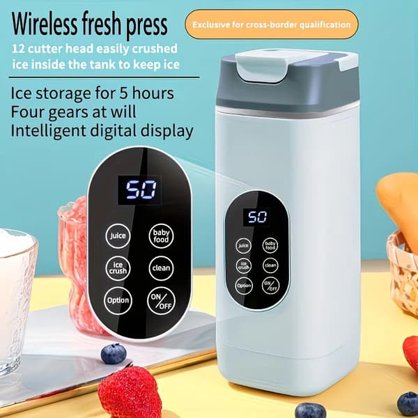 Bärbar multifunktionell mixer Is krossande smoothie maker Barnmatsprocessor Justerbar hastighet Digital display Självrengörande köksapparat