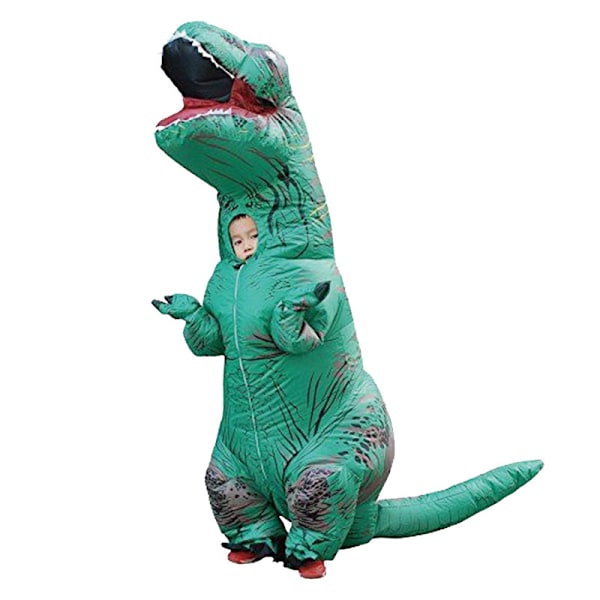 Påsketilbud! Høj kvalitets oppustelig dinosaur kostume voksen maskerade kostume (Grøn)