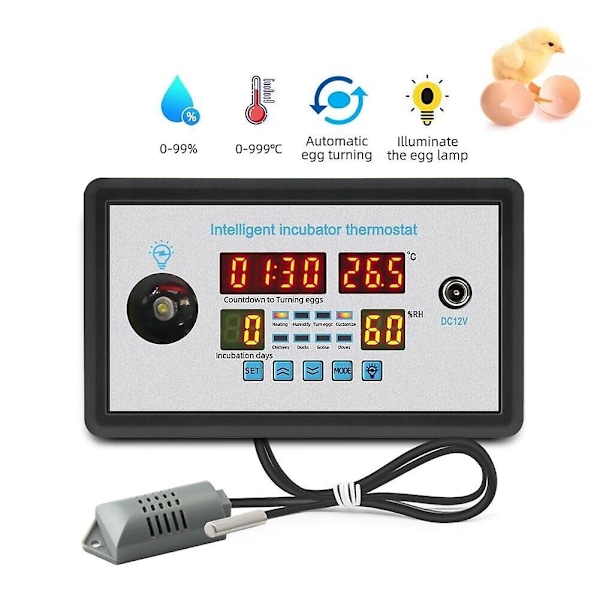 Termostat Digital Temperatur Luftfuktighet Automatisk Äggvändningskontroll Inkubator