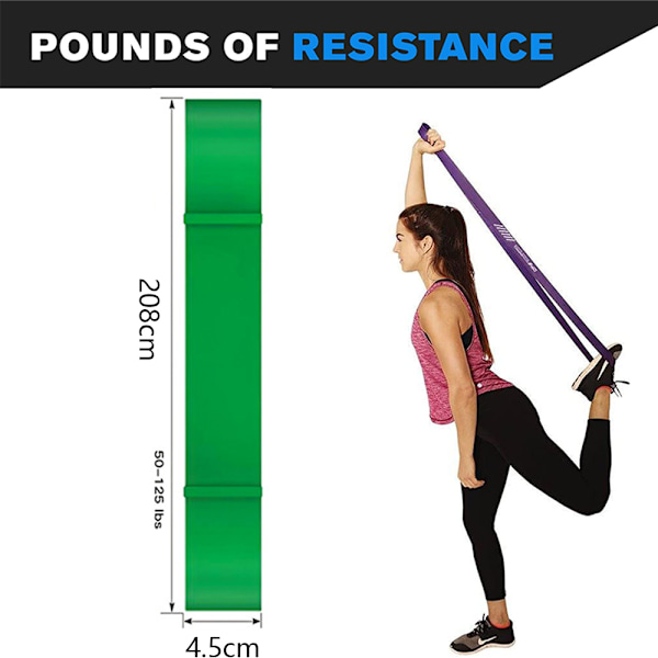 Fitness Elastikker Sæt Pull Up Modstandsbånd – Expander Elastikker Sæt inklusive pull-up bånd, modstandsbånd (GRØN 100-120lb)