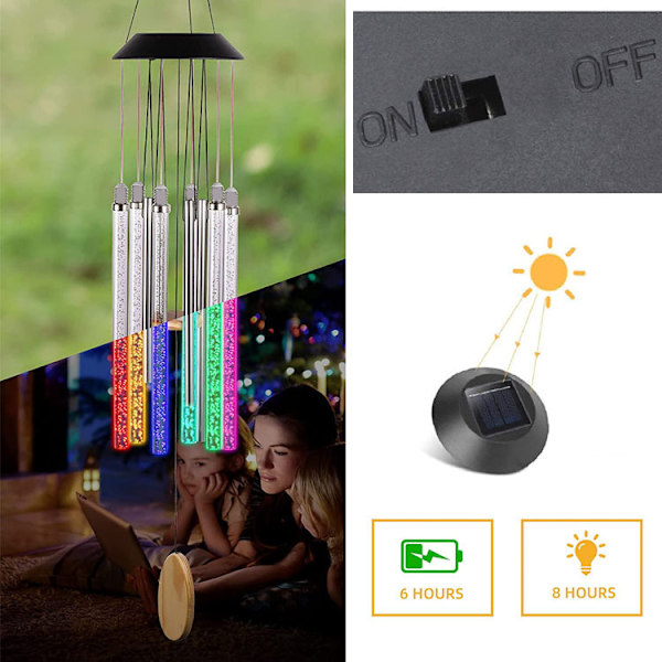 Ny Udendørs Solar Have Lampe LED Kolibri Vindspil Lys Vindspil Have Vedhæng Lys