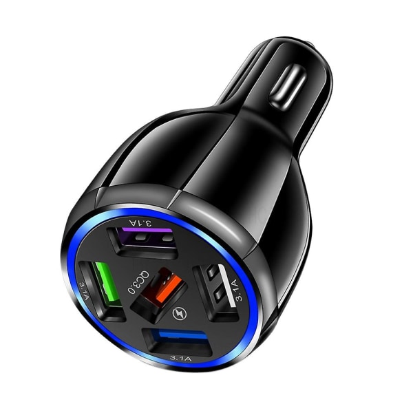 5-porttinen USB autolaturi Pikalataus 3.0 Fast Car Lighter Autolaturi Qc 3.1-musta