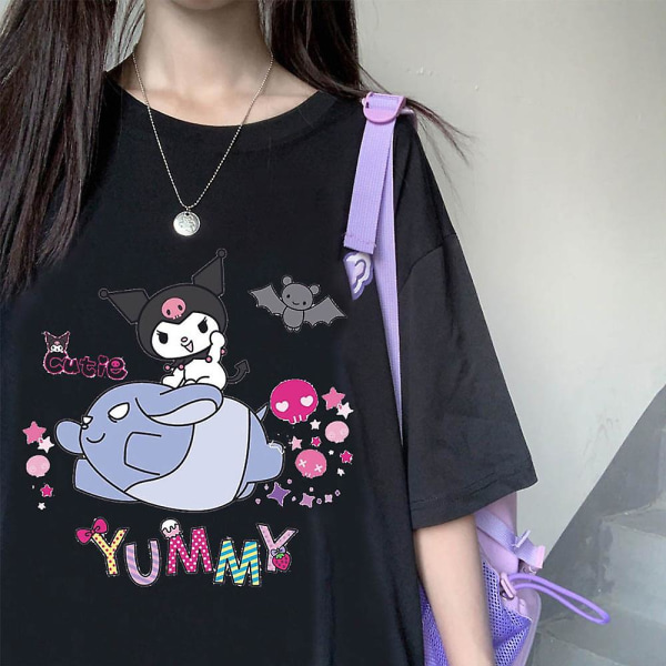 Naisten Teinit Tytöt Cutie Kuromi Print Crew Neck Lyhythihainen T-paita T-paita