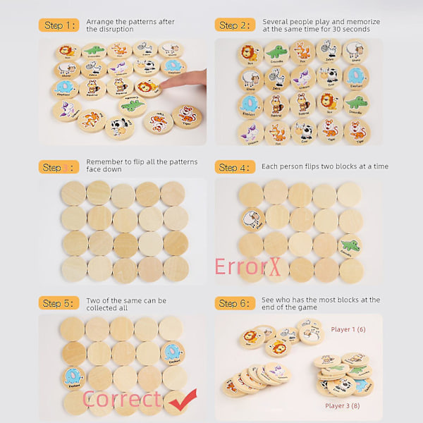 Træ Match Memory Spil Til Børn, Memory Matching Kort Pædagogisk Memory Matching Spil