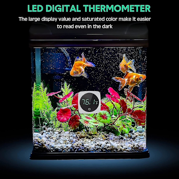 LED Akvarietermometer Fisktank Pekskärmstermometer Exakt Självhäftande Fisktank Temperatursensor