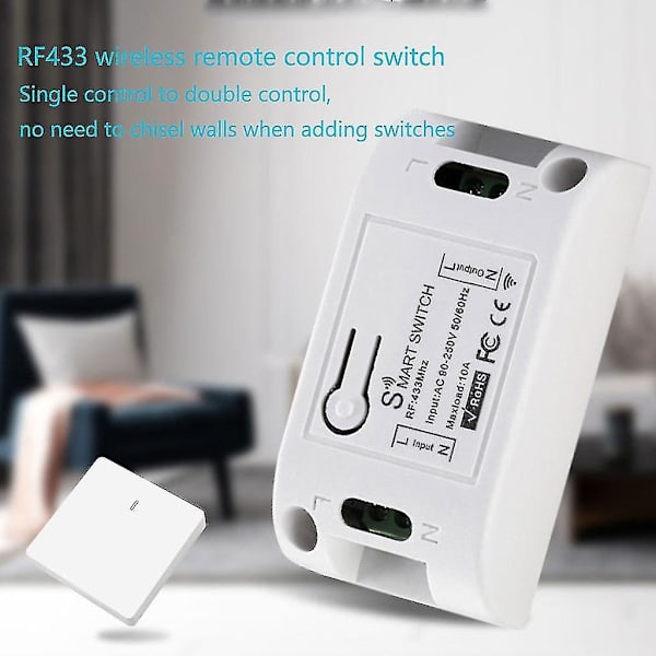 Trådløs lysafbryder og modtagerkit til LED-pærer, loftslamper, lamper 1gang 1switch- Aespa