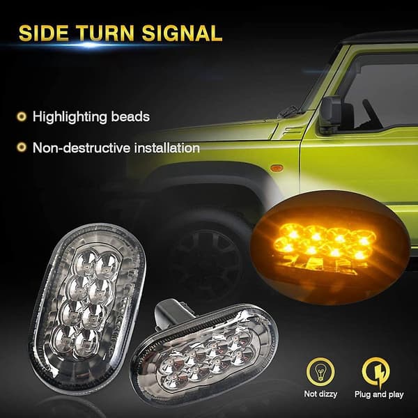 LED Sidelys for Jimny JB74 JB64 2018- Blinklysindikator Erstatning, Røkt
