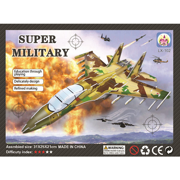 3D-stereopussle militärmodell diy modellprydnader