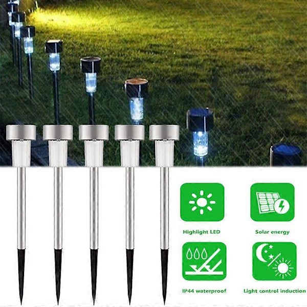 LED Solcelle Sti Lys Solcelle Have Lampe Udendørs Solcelledrevet Lampe Rustfrit Stål Vandtæt Dekor Landskabslampe