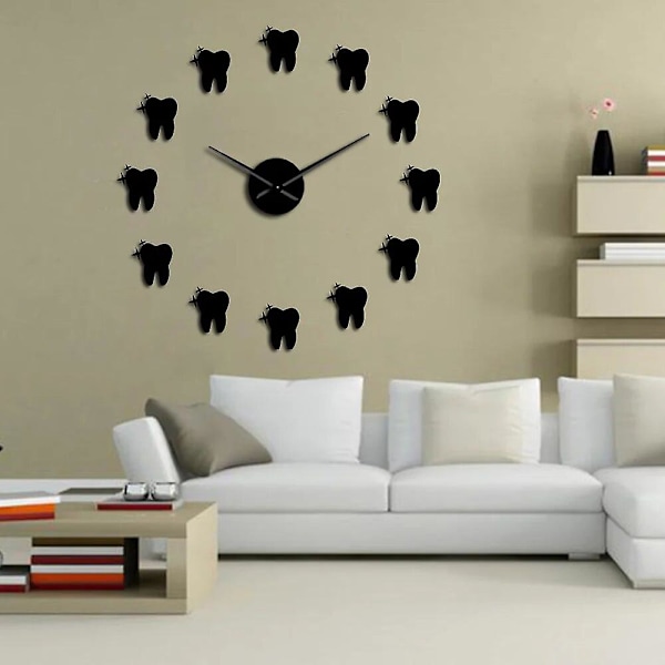 Moderne Akryl Spejl Effekt Tand 3d Diy Væg Ur Tandlæge Tænder Tandlægeklinik Væg Kunst Deco Ur Watch Gave Til Læge