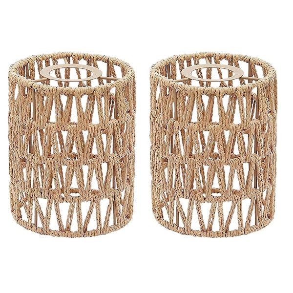 2-pack Rotting Lampskärm, 15 x 12,7 cm Handvävda Lampskärmar Ersättning för Golvlampor, Hängande Ljus